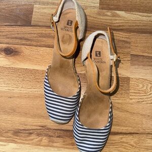 White Mountain Women's Striped Espadrille Sandals - Navy and Tan